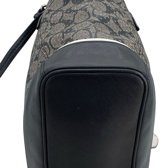 Coach Peyton Perforated Zip Top Tote F29886 Black White Signature Logo - Picture 7 of 16